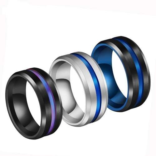 Mens Titanium 8mm Grooved Design Band. Ring Size 6,7,8,9,10,11,12,13